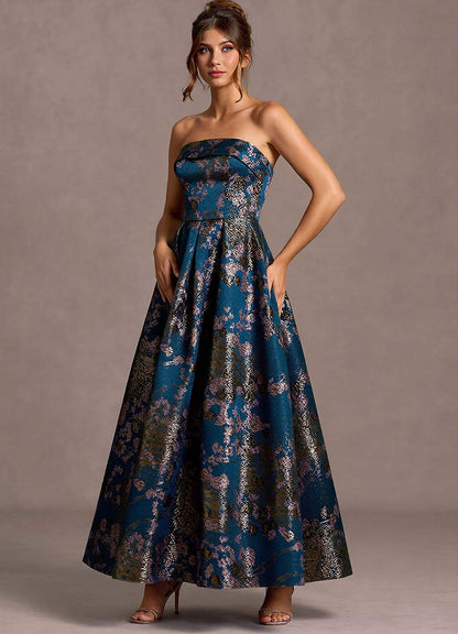 Xamira Teal Floral Maxi Dress  Dress
