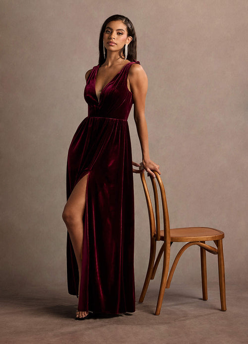 Katniss Wine Rose Gown  Dress