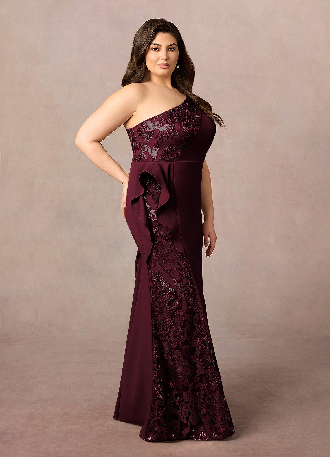 Cabernet Mermaid Sequins Lace Dress