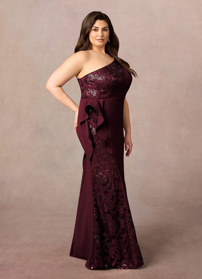 Cabernet Mermaid Sequins Lace Dress