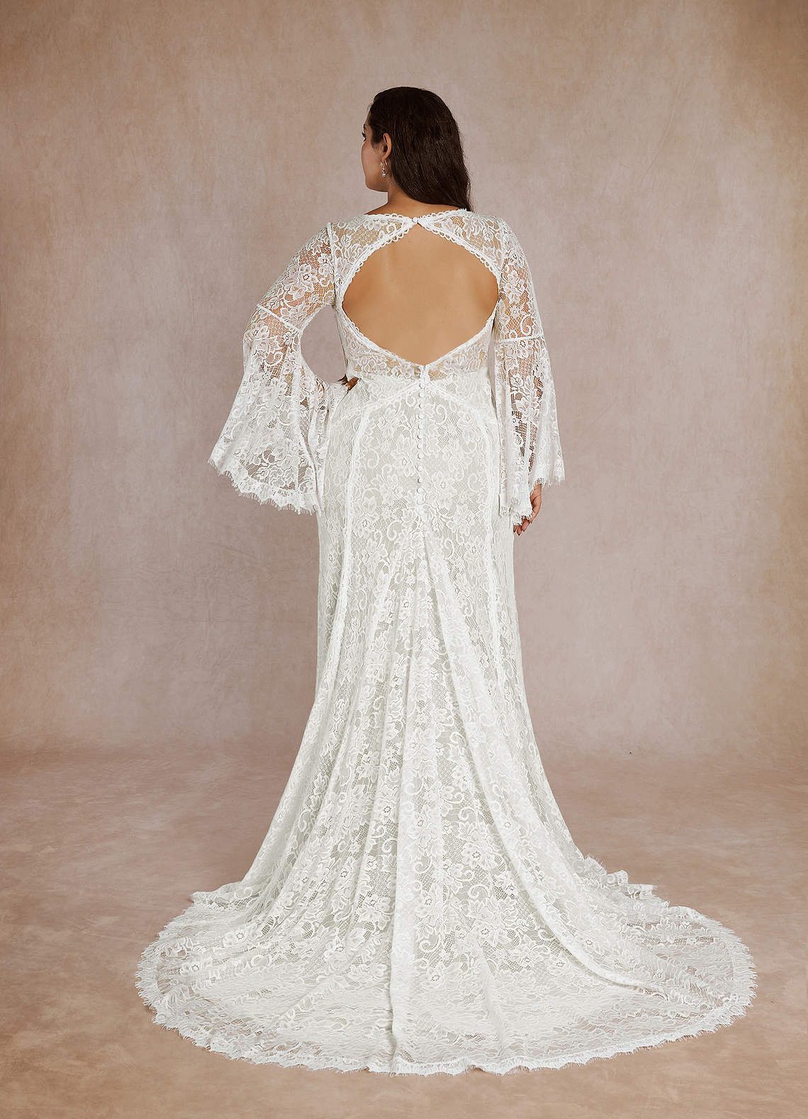 Diamond White Mermaid V-Neck Lace Dress
