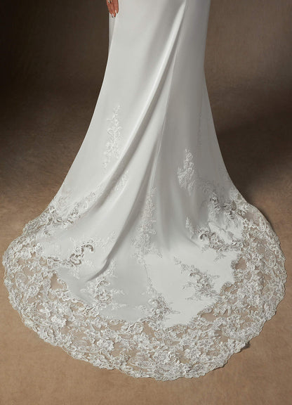 Diamond White Fit and Flare Stretch Satin Dress