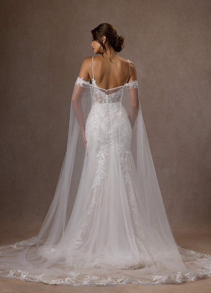Diamond White Mermaid V-Neck Sequins Tulle Dress