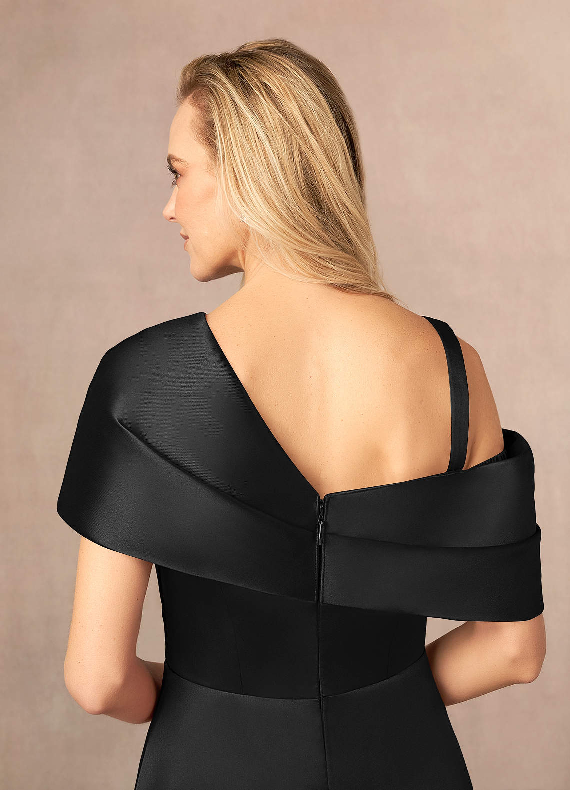 Black A-Line Pleated Mikado Dress