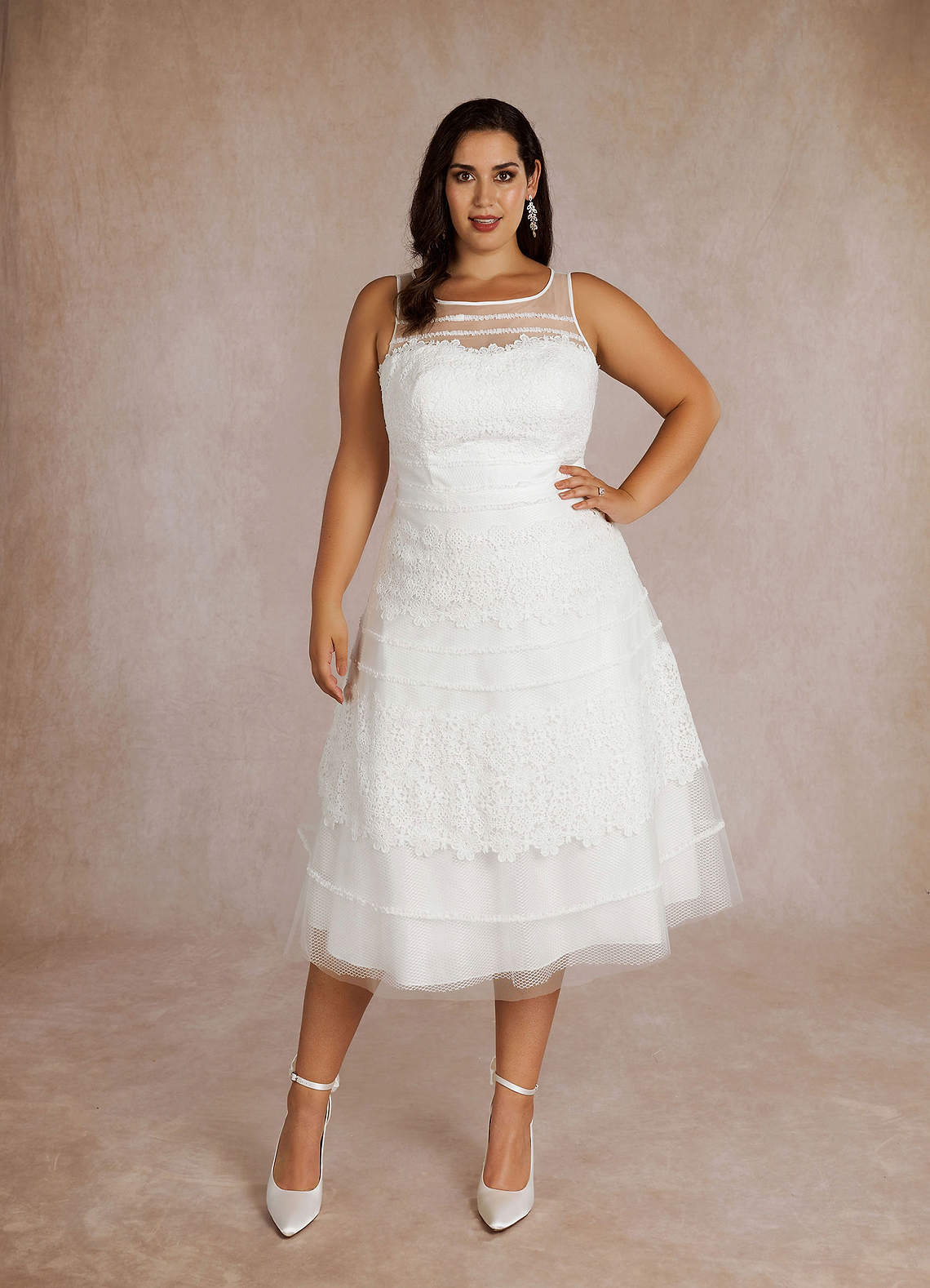 Diamond White A-Line Sweetheart Lace Tulle Dress