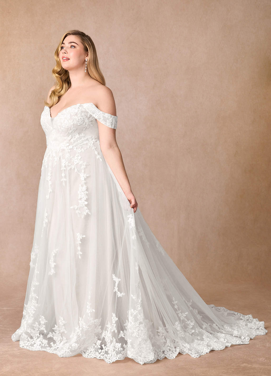 Diamond White A-Line Off the Shoulder Tulle Dress