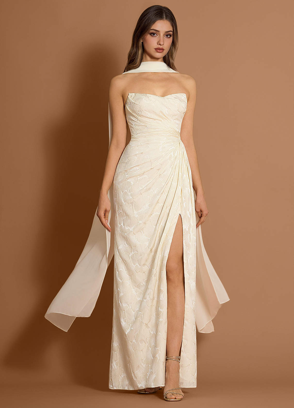 Caelia French White Maxi Dress