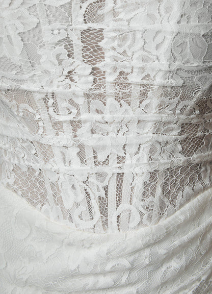 Diamond White Mermaid Lace Dress