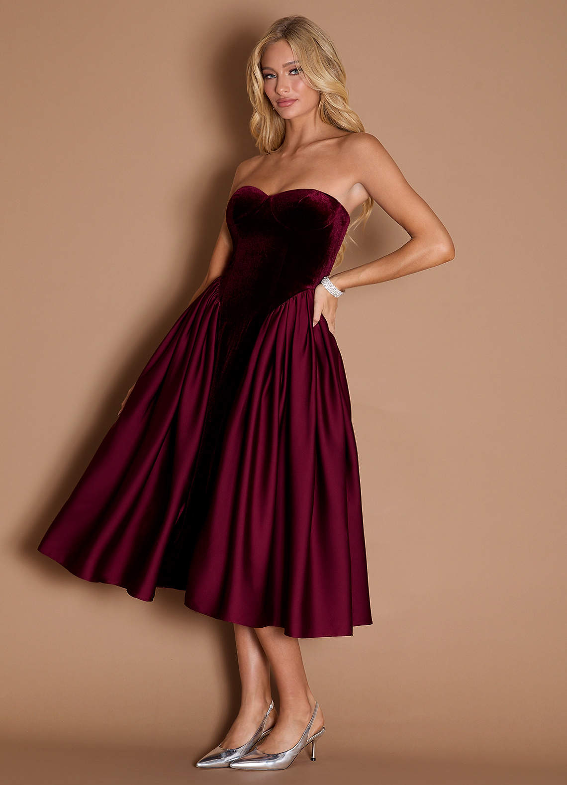 Marie Wine Midi Dress  Dress