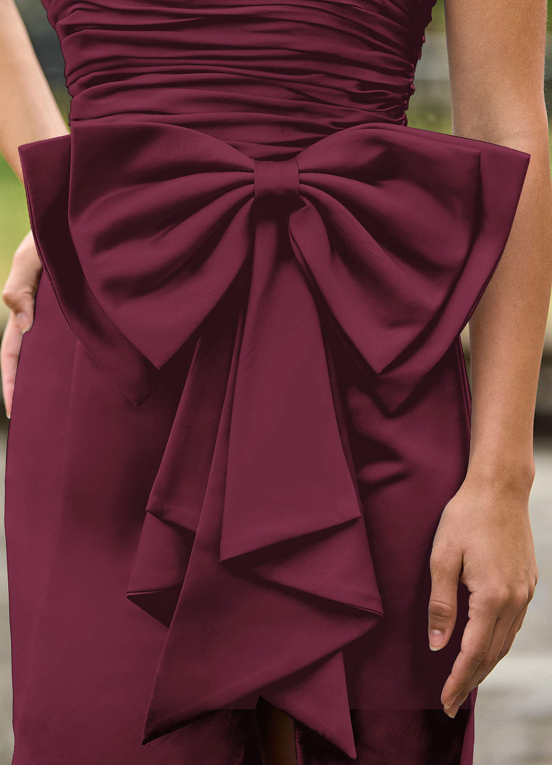 Elowen Burgundy Sculpted Strapless Ruffle Prom Dress