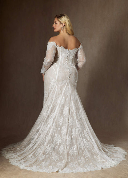Diamond White Mermaid Off the Shoulder Tulle Dress