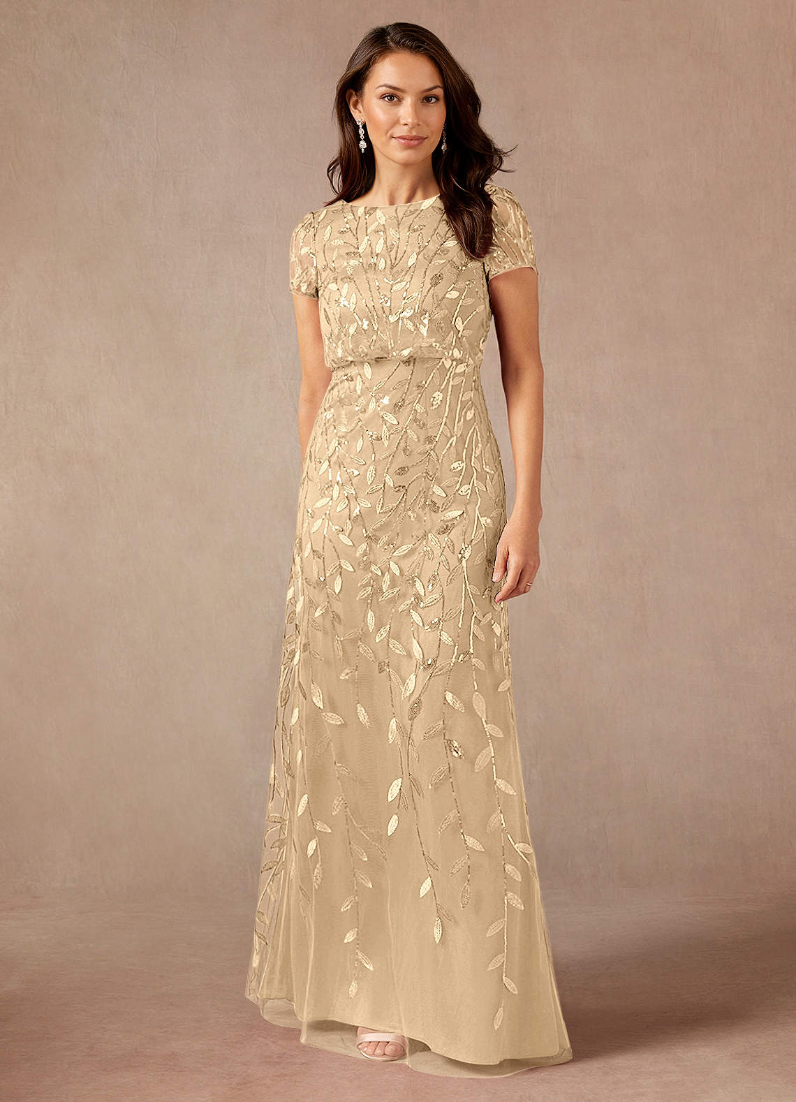 Champagne A-Line Sequins Dress