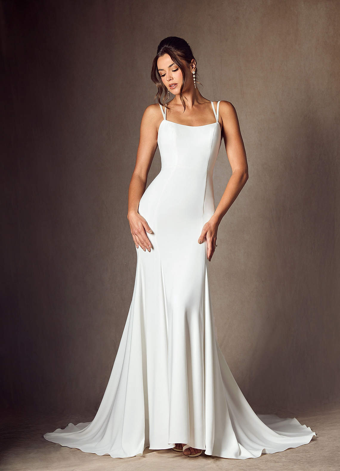 Diamond White Mermaid Convertible Crepe Back Satin Dress