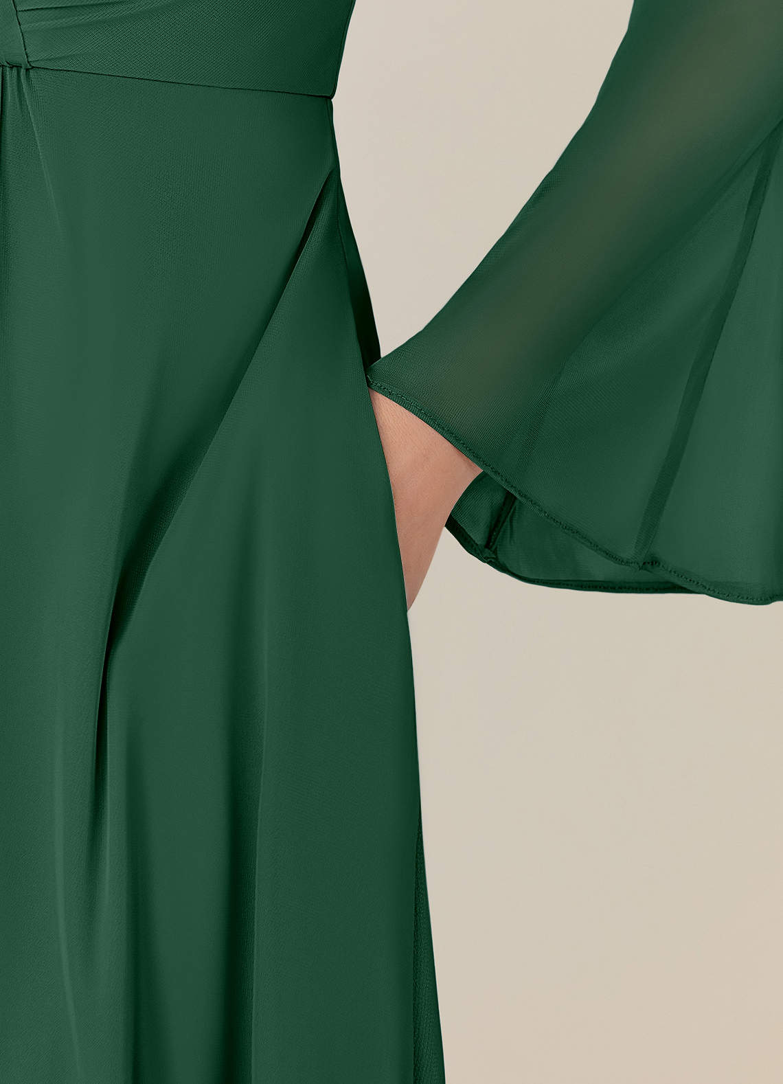 Dark Green A-Line Pleated Mesh Dress