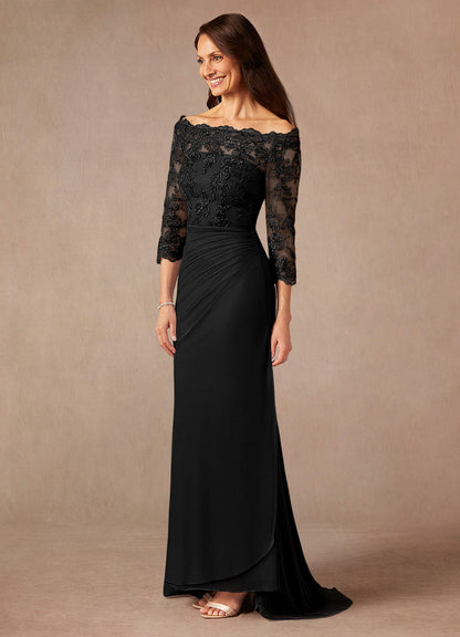 Black Mermaid Off the Shoulder Mesh Dress