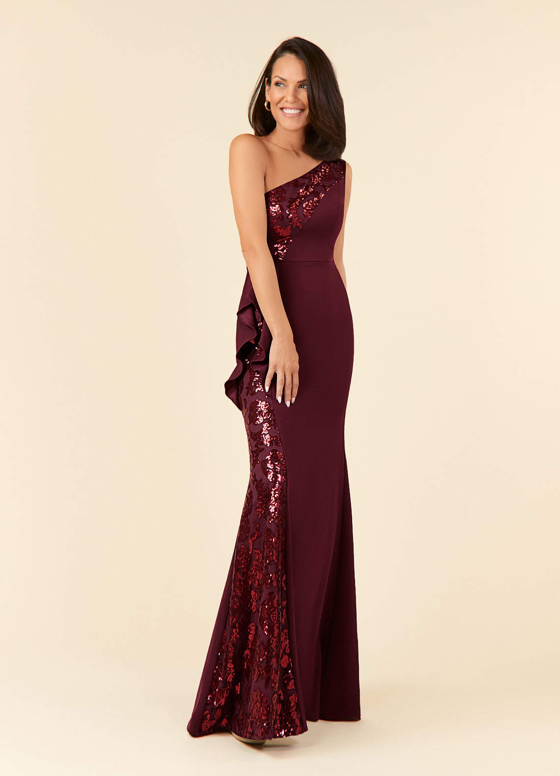 Cabernet Mermaid Sequins Lace Dress