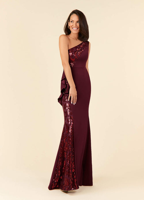 Cabernet Mermaid Sequins Lace Dress