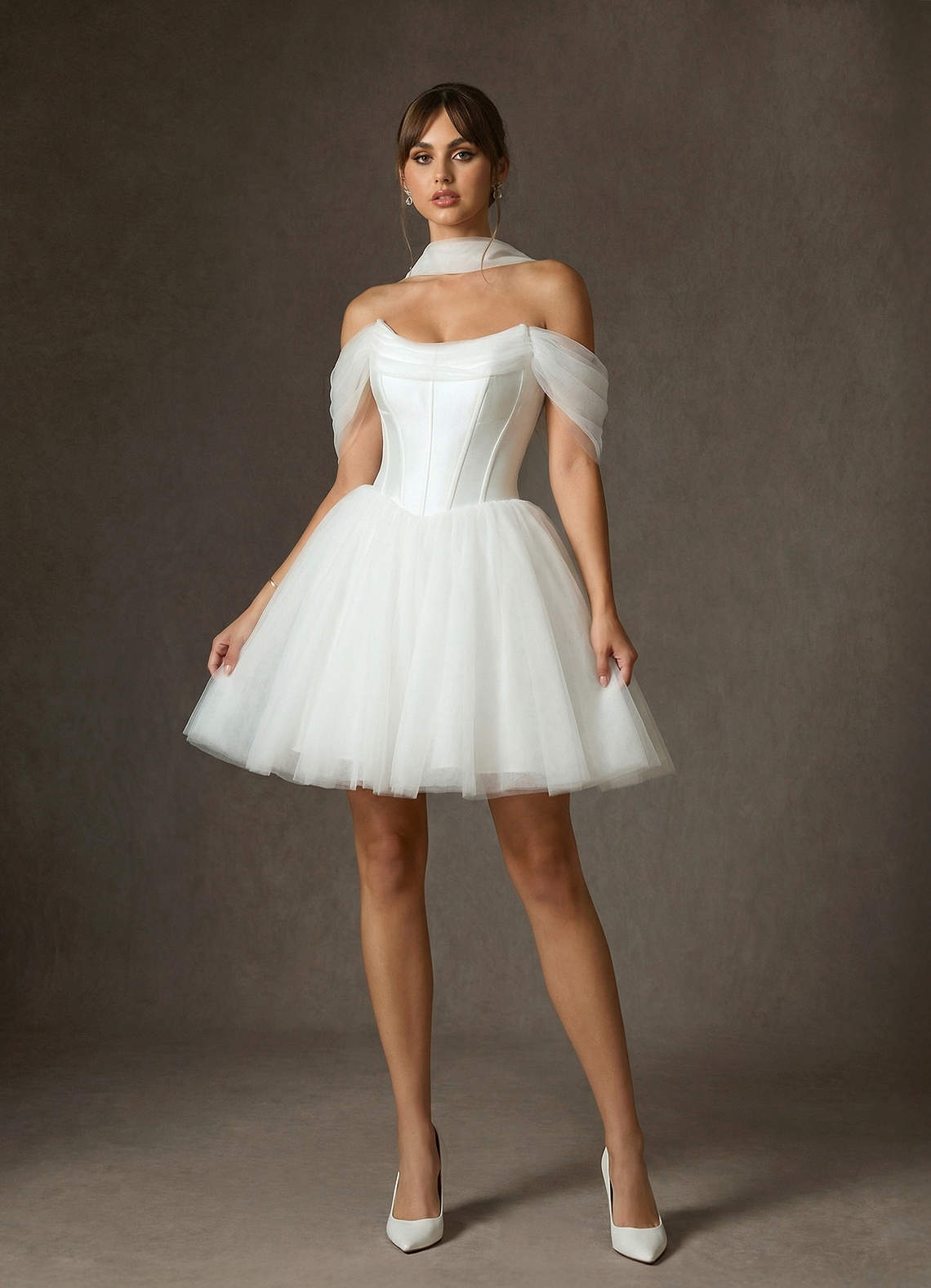 Diamond White A-Line Tulle Dress