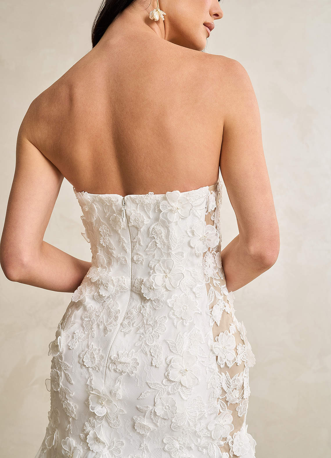 Diamond White Nude Mermaid Lace Tulle Dress