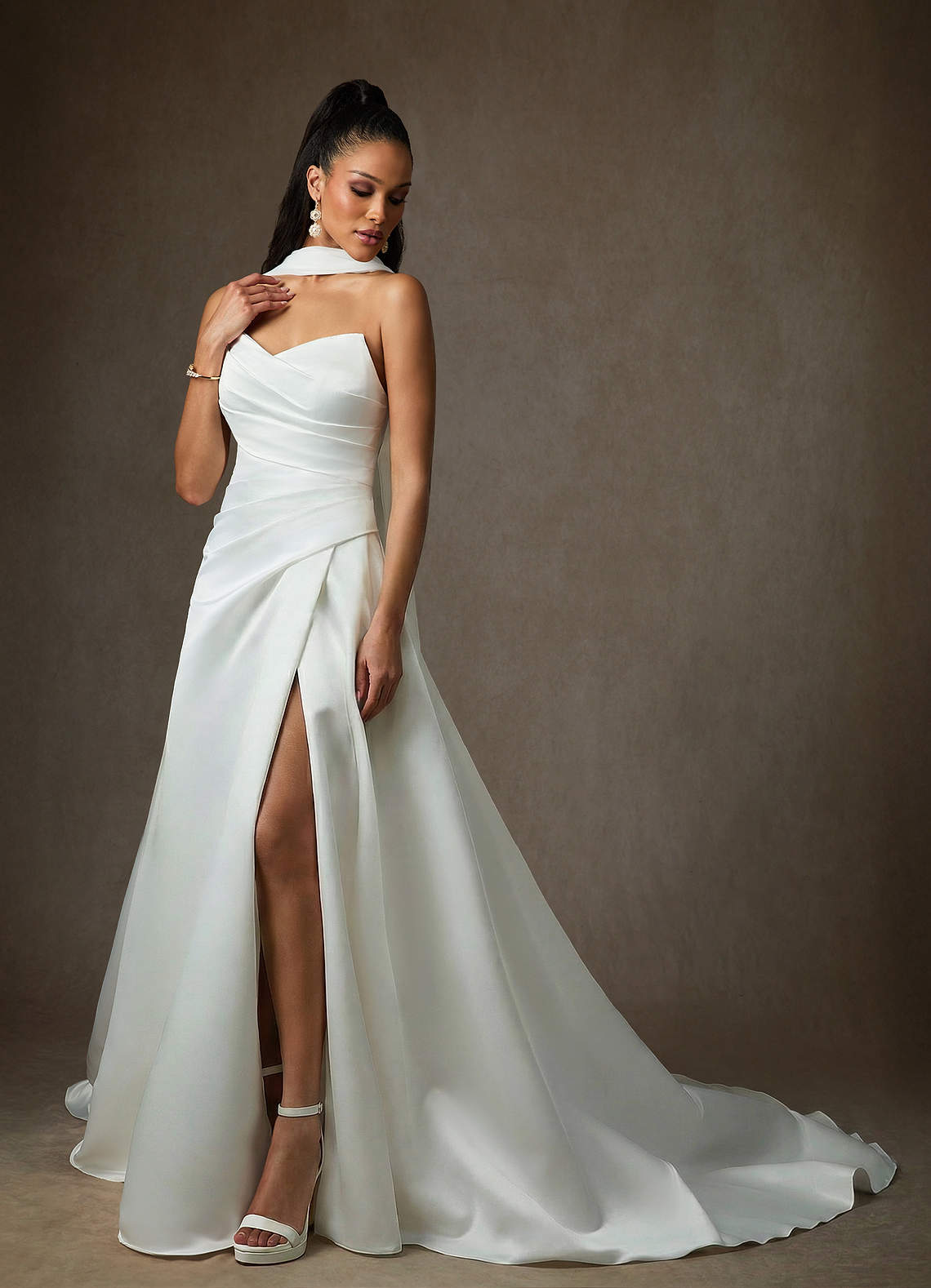 Diamond White A-Line Satin Dress