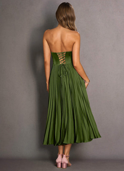 Celene Olive Green Midi Dress