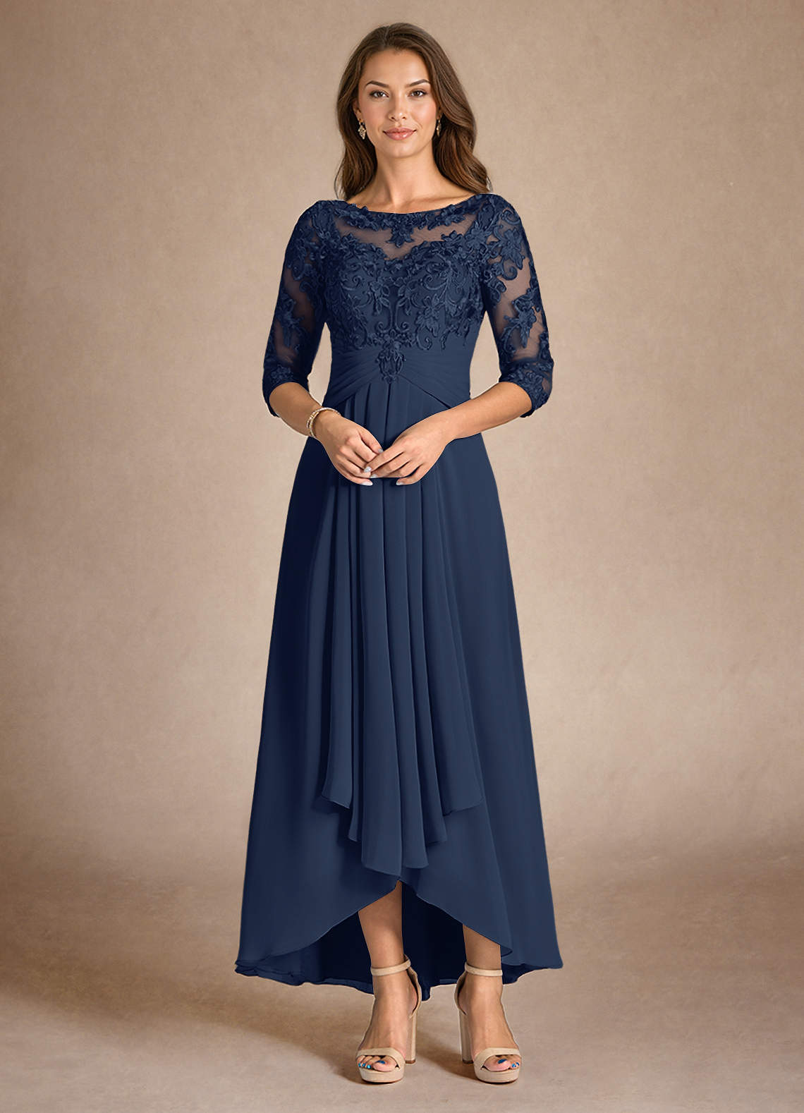 Dark Navy A-Line Lace Dress