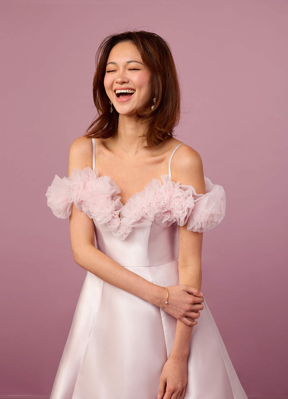 Ballerina Pink Ball-Gown Off the Shoulder Mikado Dress Ballerina Pink