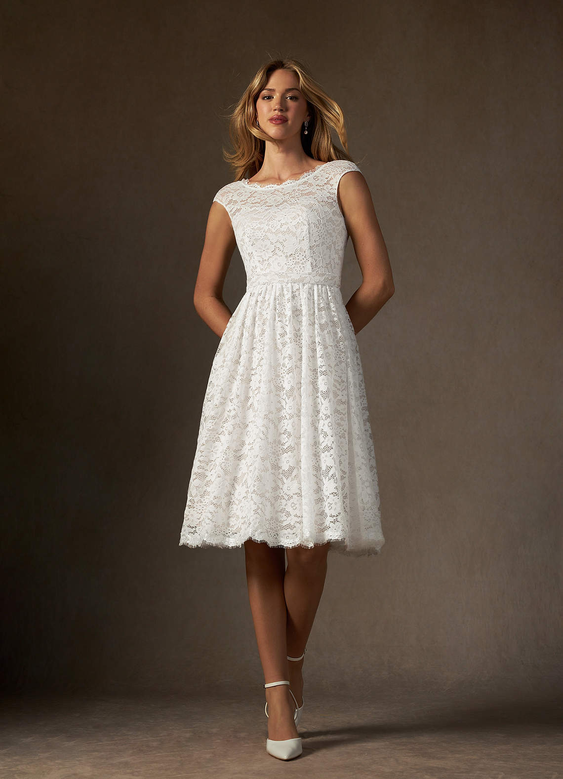 Diamond White A-Line Lace Dress