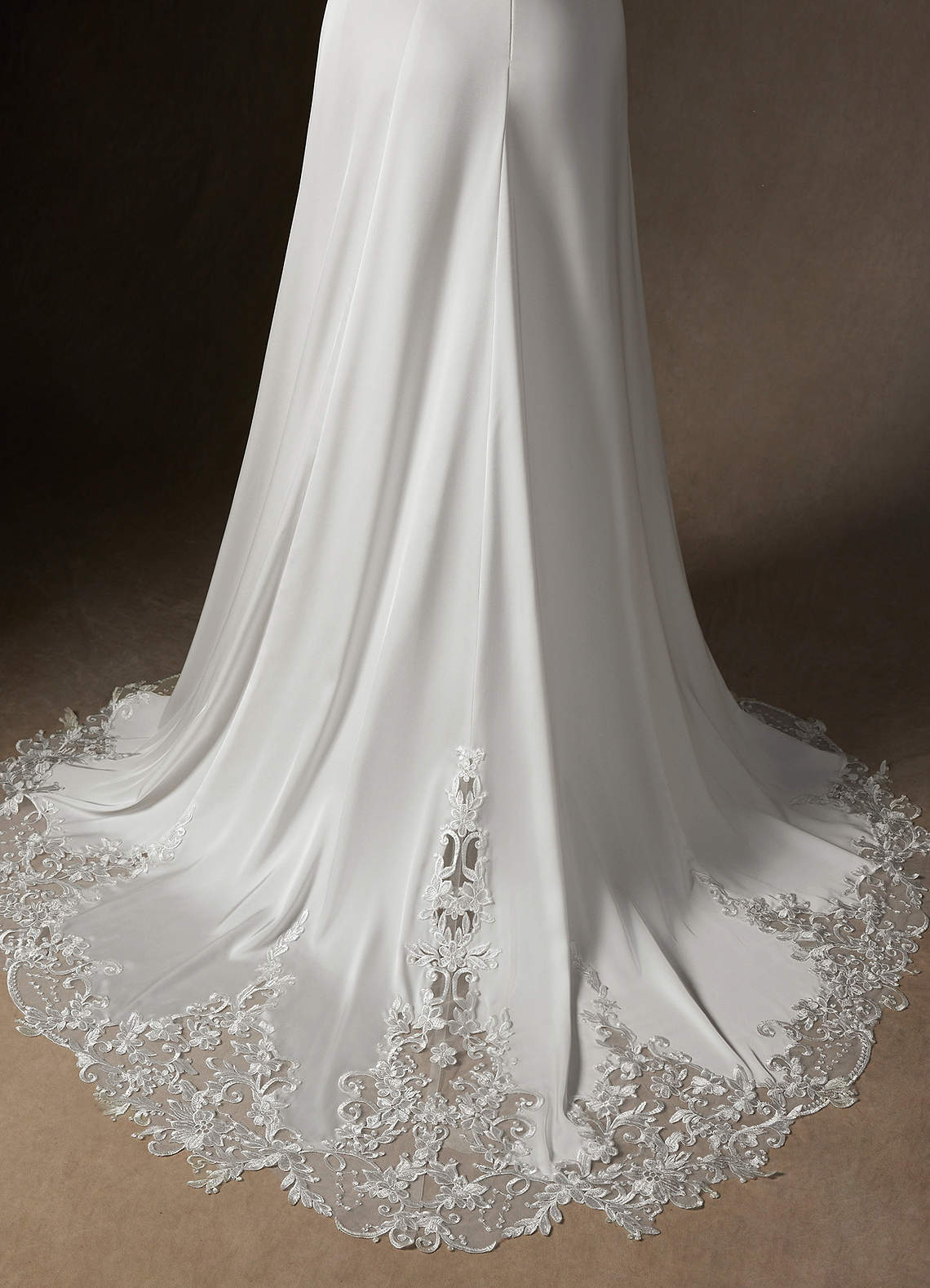 Diamond White A-Line Lace Stretch Satin Dress