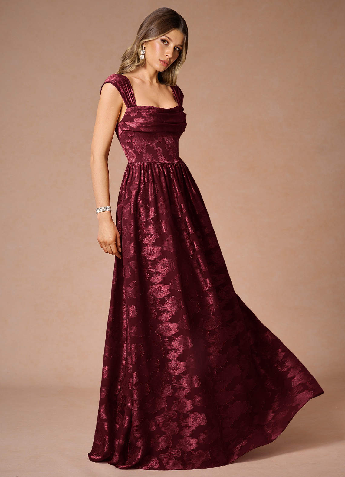Hazel Wine Pleated Maxi Dress  Dress