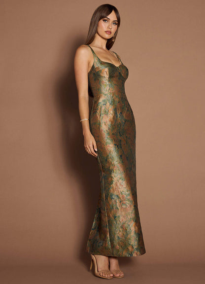 Christy Vintage Teal Maxi Dress