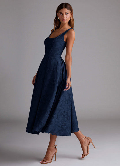 Amalie Navy A-Line Midi Dress