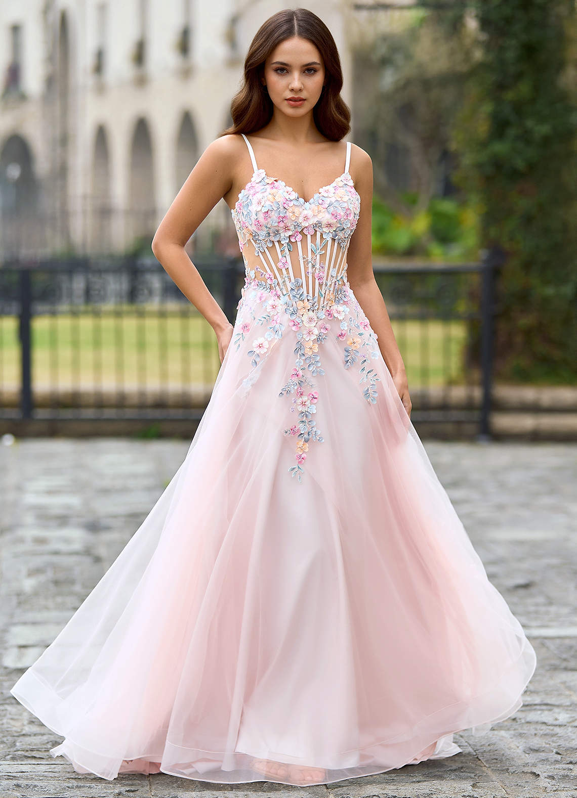 Juniper Blushing Pink A-Line Prom Dress