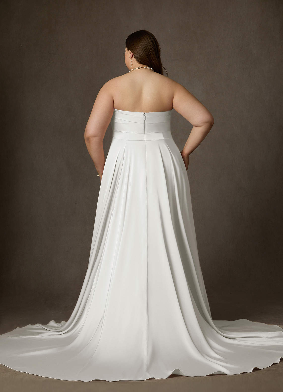 Diamond White A-Line Strapless Stretch Satin Dress