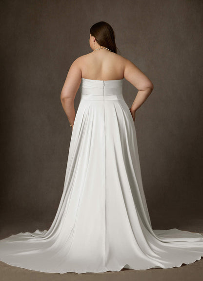 Diamond White A-Line Strapless Stretch Satin Dress