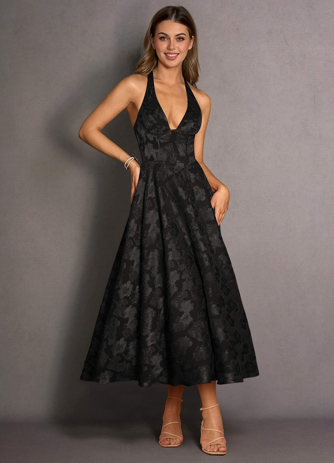Isabeau Black Midi Dress  Dress