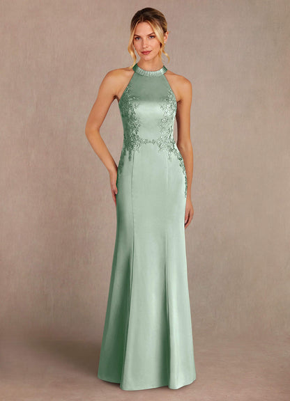 Agave Mermaid Lace Stretch Satin Dress
