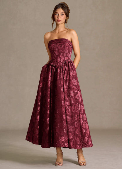 Mila Wine Midi Dress