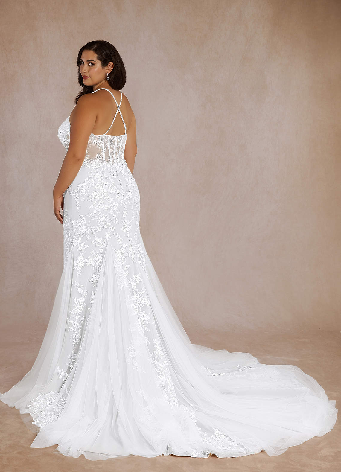 Diamond White Mermaid Sequins Tulle Dress