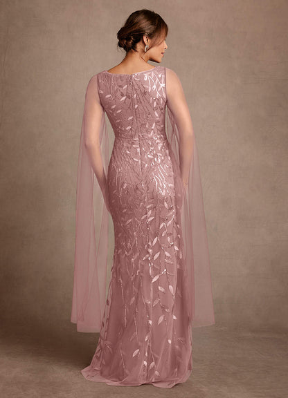 Dusty Rose Sheath Lace Tulle Dress