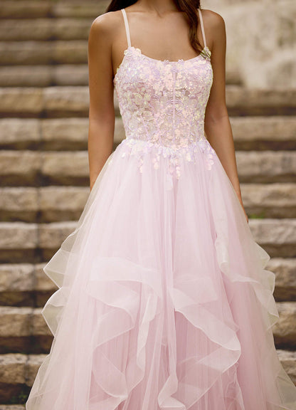 Mosaic Pink Ruffle Prom Dress  Dress