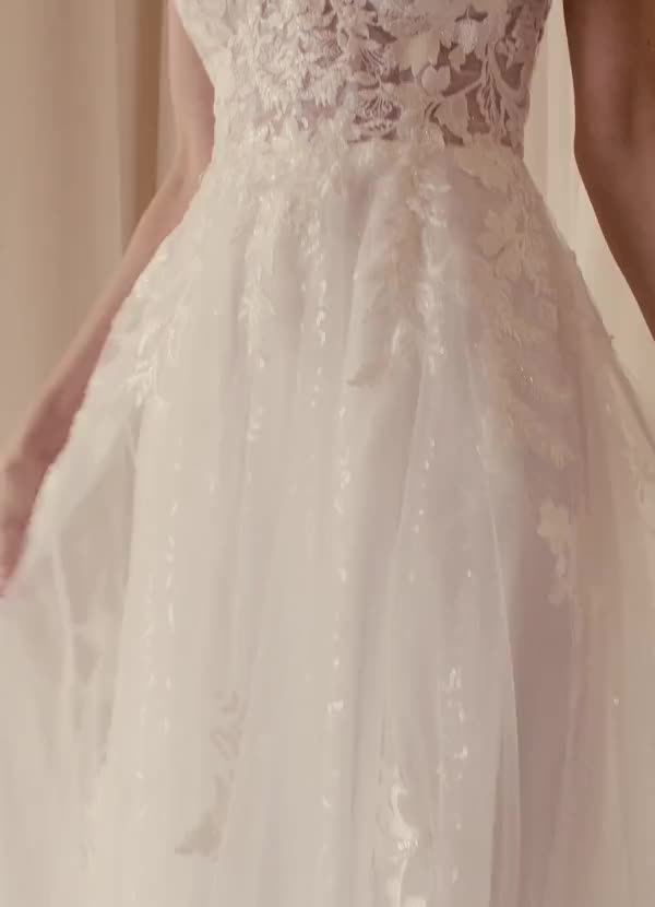 Diamond White A-Line Halter Sequins Tulle Dress