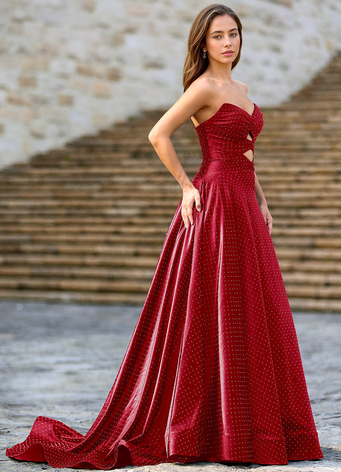Ione Red A-Line Prom Dress