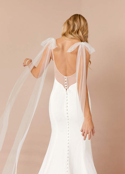 Diamond White Mermaid Stretch Crepe Dress