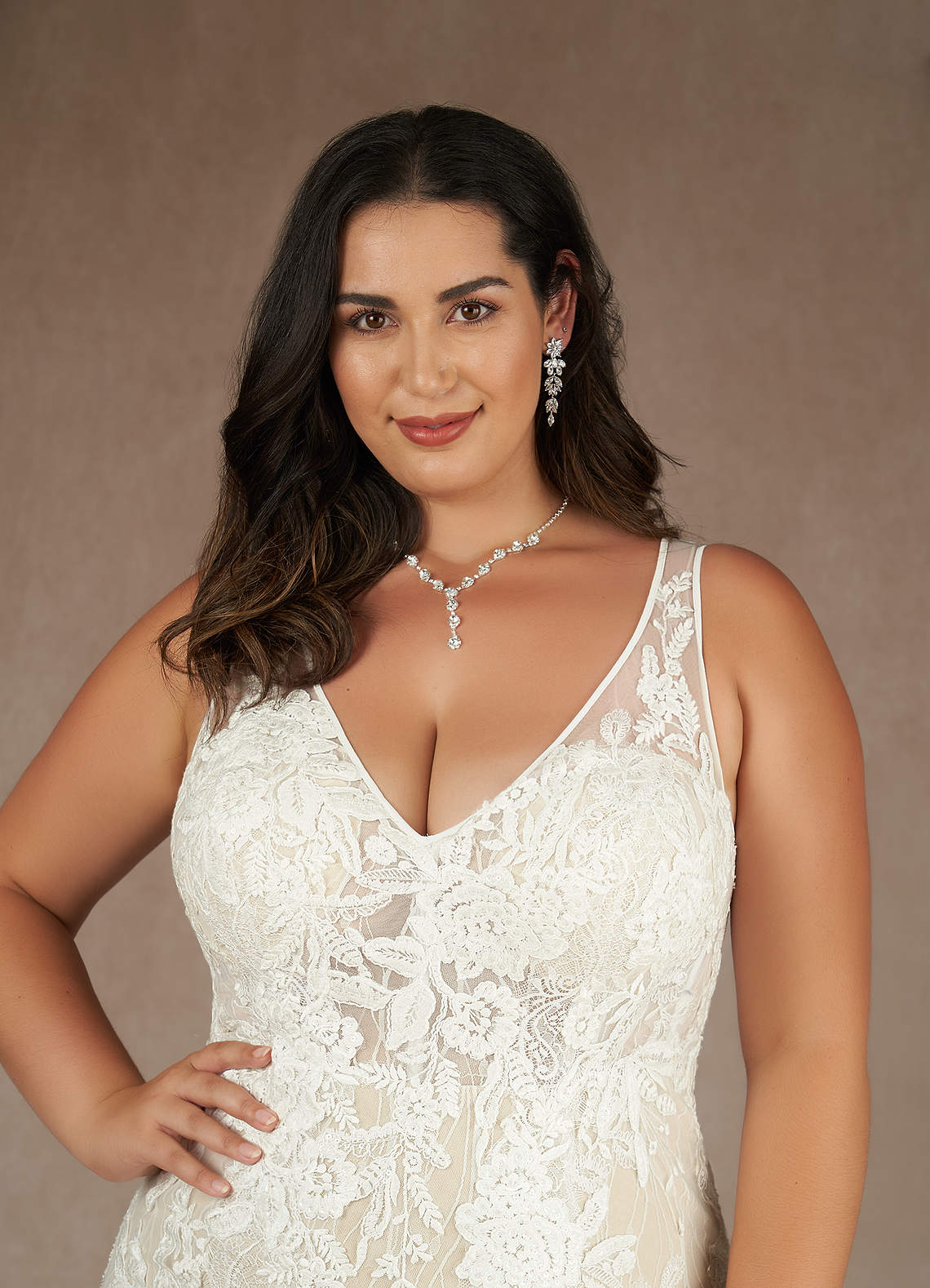 Diamond White Champagne Mermaid Sequins Tulle Dress