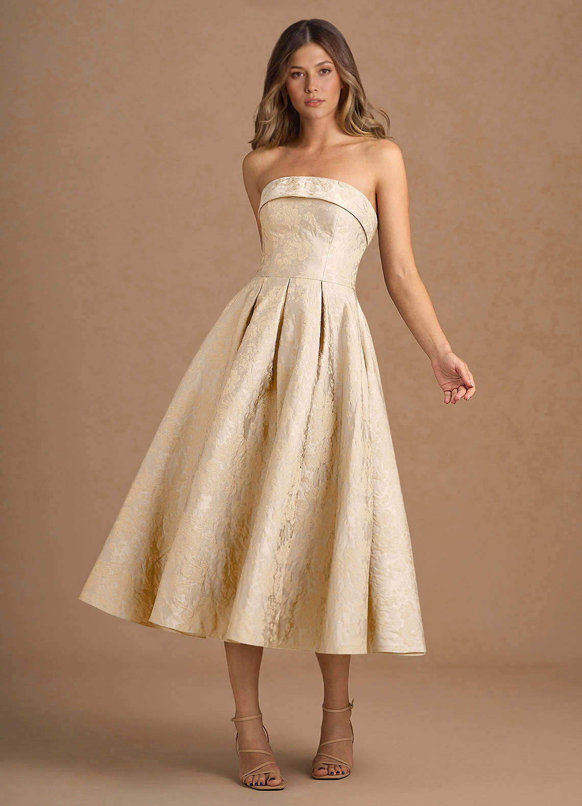 Cecilia Vintage Champagne Midi Dress