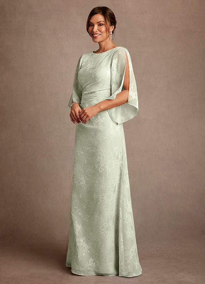 Dusty Sage Sheath Pleated Floral Burnout Dress