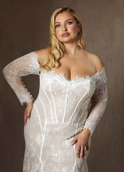 Diamond White Mermaid Off the Shoulder Tulle Dress