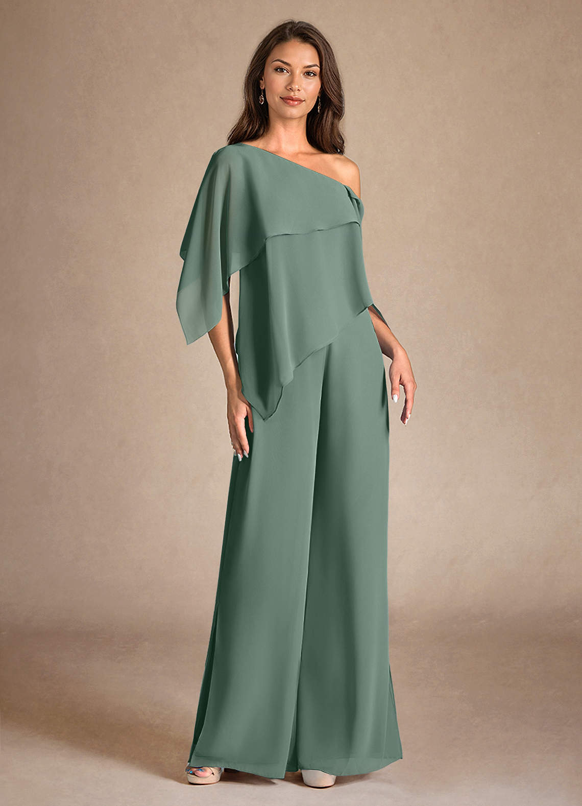 Eucalyptus Jumpsuit/Pantsuit Side Slit Chiffon Dress