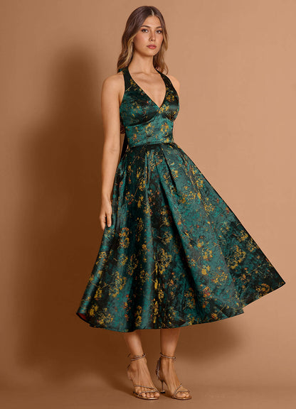 Emiko Deep Green Midi Dress